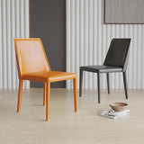 Sillas de comedor sin brazo de la espalda baja silla lateral moderna de cuero falso