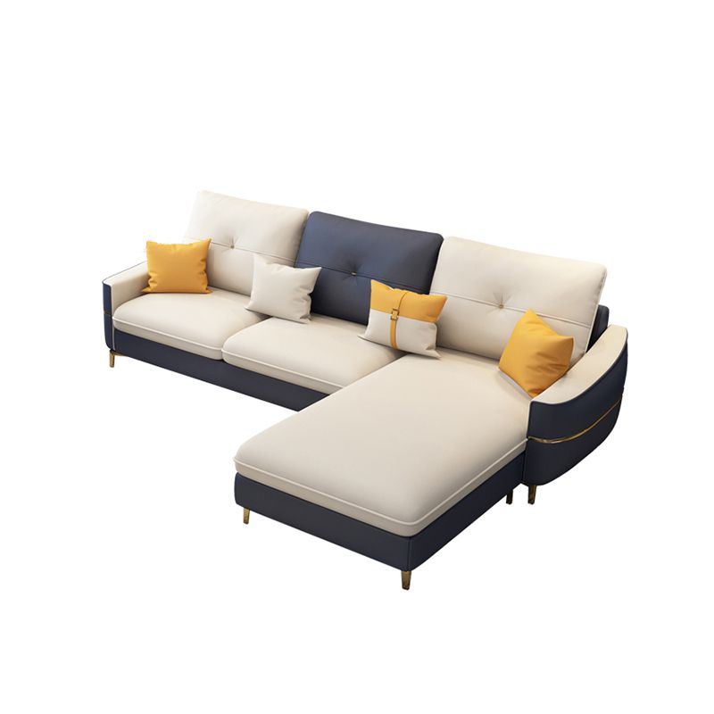 Square Arm Faux Leather Furniture Sectionals in Blue and White Clearhalo 'furn' 'furn_sectionals' 'Furniture' 'Living Room Furniture' 'Sectionals' 1200x1200_a2f536be-cbbc-4a6e-96e7-0c59fd4186b5
