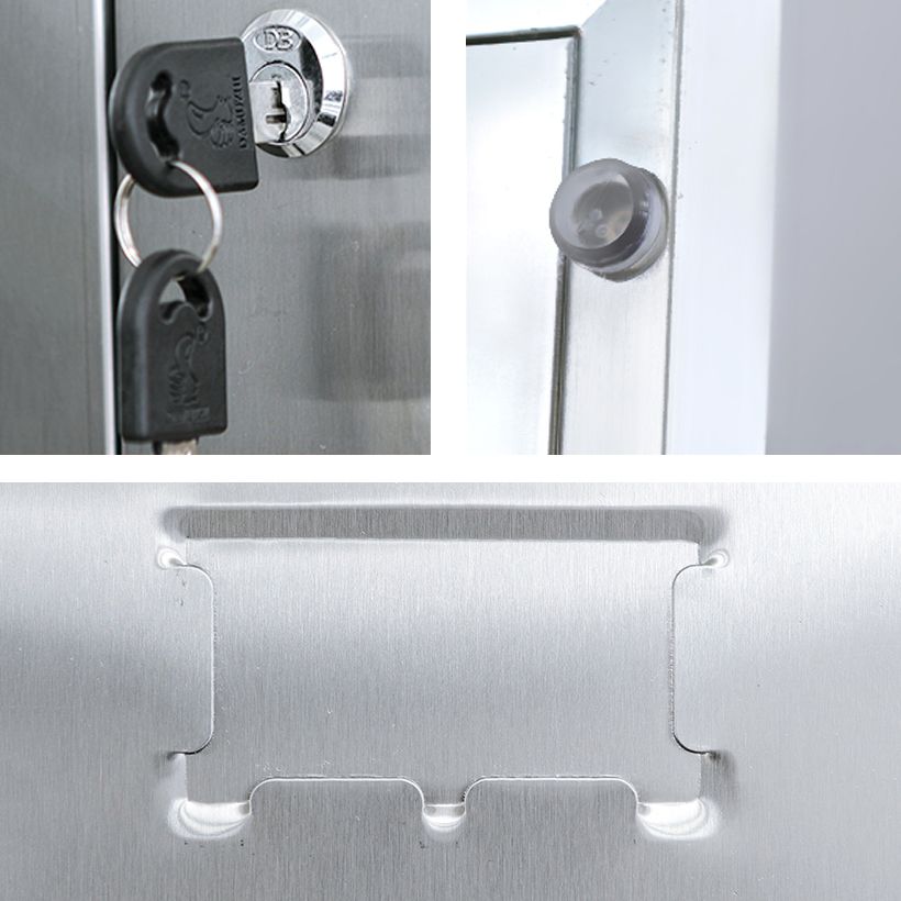 Armadio industriale in metallo con portametta in acciaio grigio incernierato per bagno