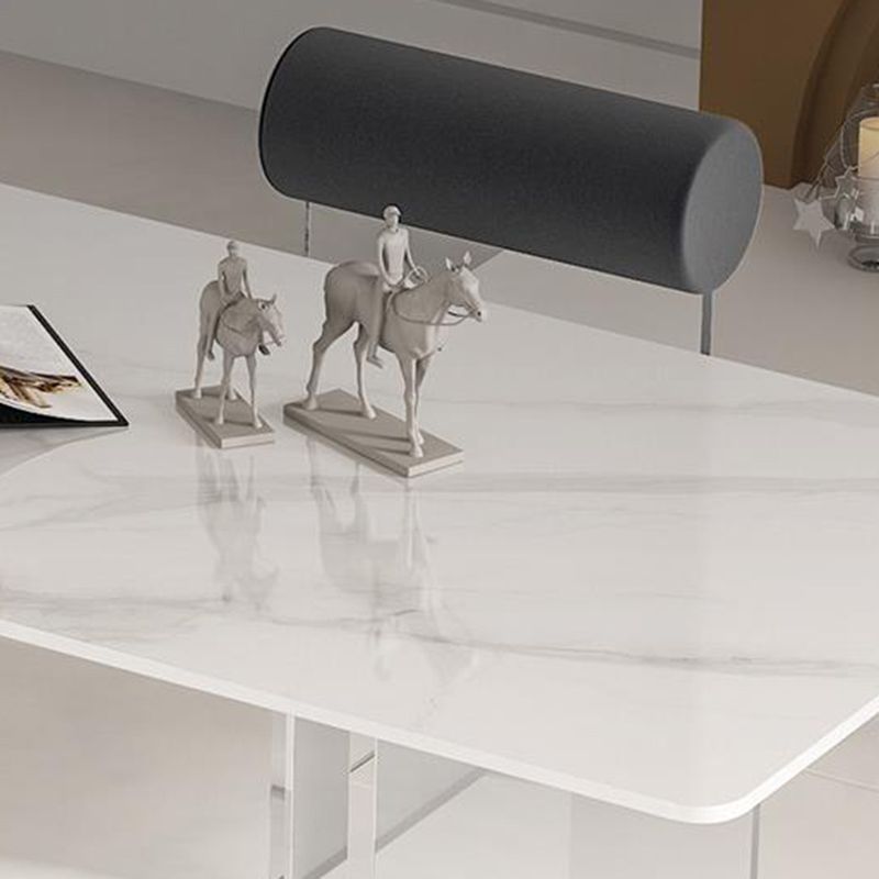 Estilo contemporáneo 1/2/4/6 Piezas Sillas de comedor Muebles de piedra rectangulares en blanco
