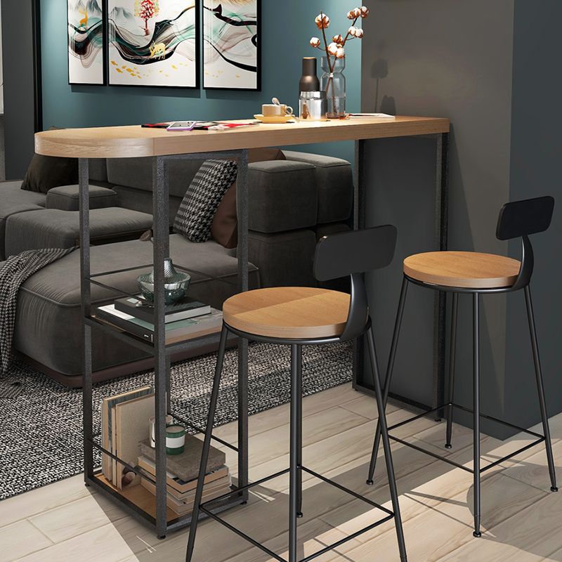 Pine Wood Bar Dining Table Modern Bar Table with Double Pedestal for Dining Room Balcony Clearhalo 'Bar Furniture' 'Bar Tables' 'bar_tables' 'furn' 'furn_bar_tables' 'Furniture' 'furniture_bar_tables' 'Kitchen & Dining Furniture' 1200x1200_a2f7e7cd-7b69-4eb4-a250-c724dfab5d52