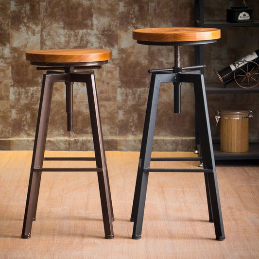 Industrial Leather Wood Counter Bar Stool Armless Adjustable Height Stool Clearhalo 'Bar Furniture' 'Bar Stools' 'bar_stools' 'furn' 'furn_bar_stools' 'furniture_bar_stools' 'Kitchen & Dining Furniture' 'kitchen&dining_furn' 'kitchen' 'kitchen_furn' Furniture' 1200x1200_a2f84608-091f-4b4e-8785-62f0b3b0cd62