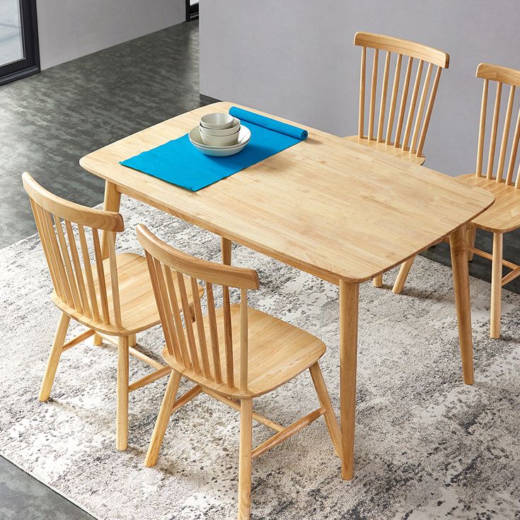Rubberwood Solid Wood Dining Table 4 Legs Base Wood Table for Kitchen Clearhalo ' dining_table' 'Dining Tables & Seating' 'Dining Tables' 'furn' 'furn_dining_table' 'Furniture' 'furniture_dining_table' 'Kitchen & Dining Furniture' 'kitchen&dining_furn' 'kitchen' 'kitchen_dining_table' 1200x1200_a2f8838b-2eff-451b-99d0-f4e3ef21c408