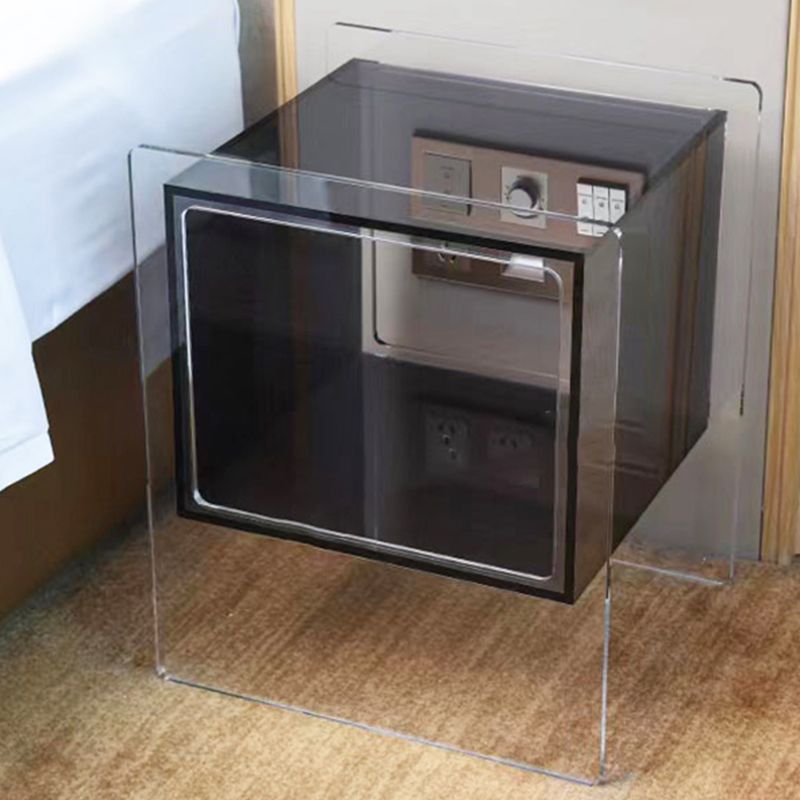 Modernistic Plastic Rectangular End Table Double Tier Corner Table with Storage Clearhalo 'Coffee & Accent Tables' 'End & Side Tables' 'end_side_tables' 'furn' 'furn_end_side_tables' 'Furniture' 'Living Room Furniture' 1200x1200_a2f8ddac-8425-4320-9a25-efe19c0f50a9