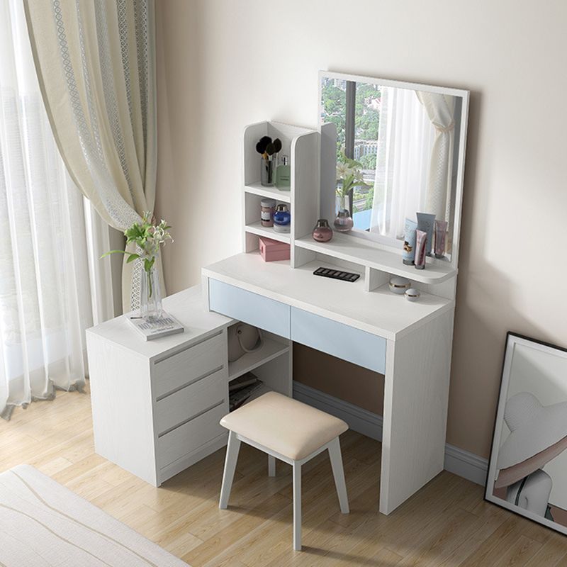Tavolino da tavolo da vanità da 15,74 "con 5 cassetti di stoccaggio e specchio