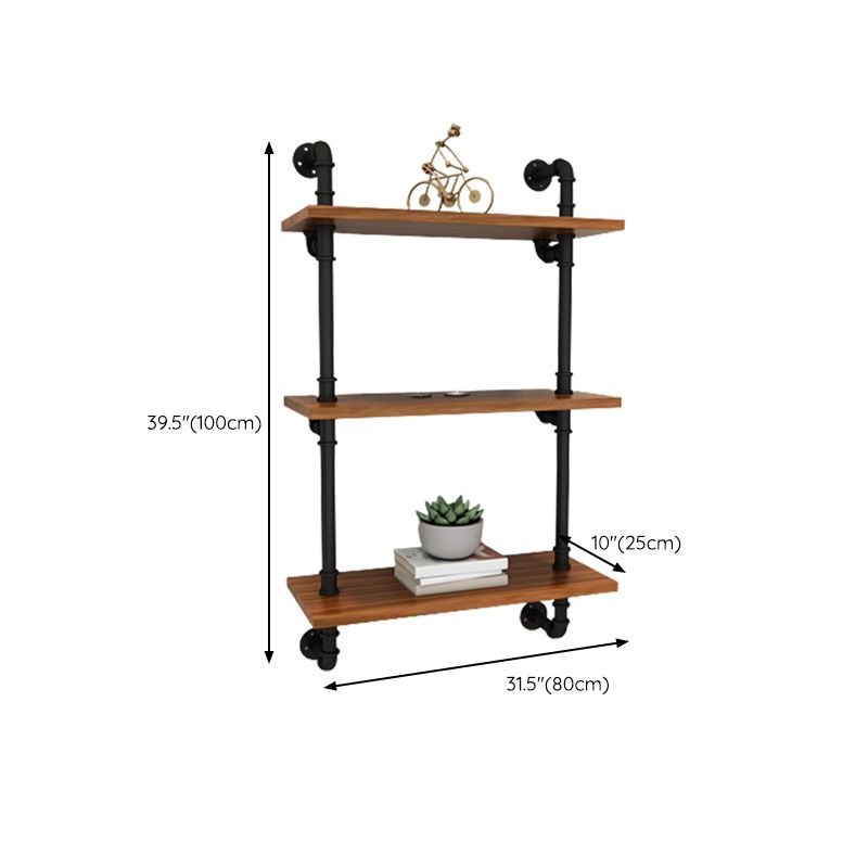 Contemporary Metal Bookshelf Natural Floating Shelf Bookcase for Study Room