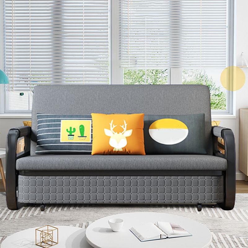 Miscela di cotone moderno divano a braccio quadrato in grigio con spazio