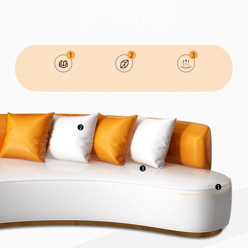 Contemporary 27.55"H Solid Color Faux Leather Armless Curved Sofa