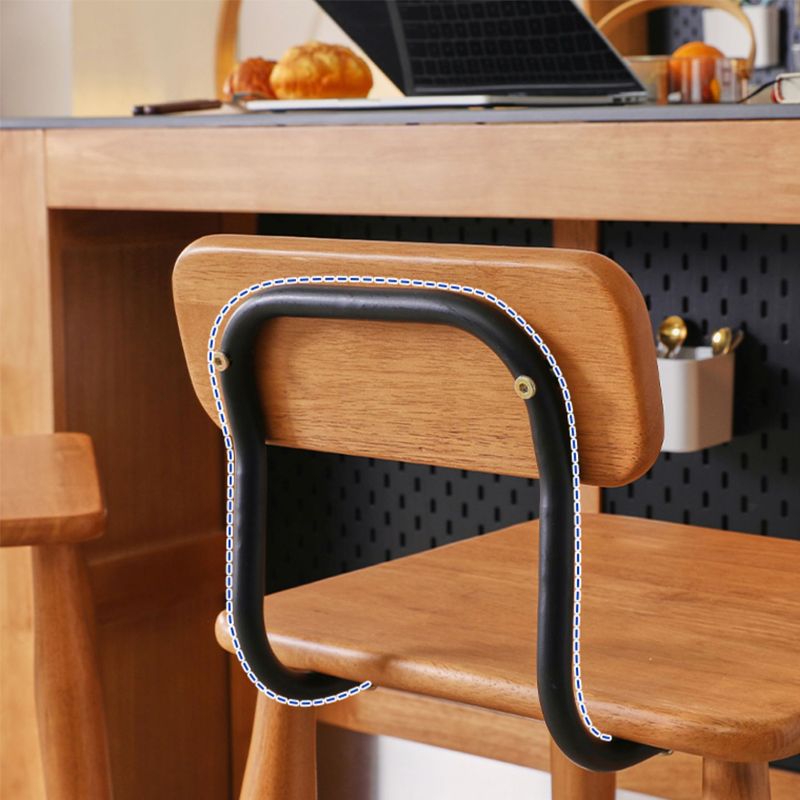 Indoor Solid Wood Bar Stool Low Back Bar Stool with Footrest