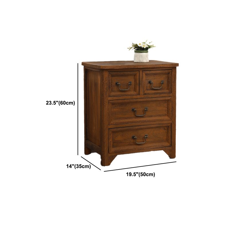 Mid-Century Modern Rectangle Brown Standard with Drawer Drop Handles Chest