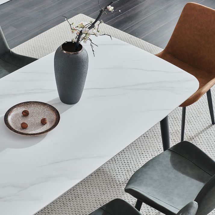 Sintered Stone Dining Table Simple Style 4 Legs Base Rectangle Table for Home Clearhalo ' dining_table' 'Dining Tables & Seating' 'Dining Tables' 'furn' 'furn_dining_table' 'Furniture' 'furniture_dining_table' 'Kitchen & Dining Furniture' 'kitchen&dining_furn' 'kitchen' 'kitchen_dining_table' 1200x1200_a2fc2d07-cc63-4e12-8295-1cf99e0dfd18