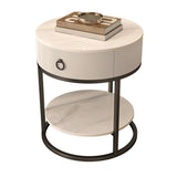 Frame Glam Style Side Table 22.83" Tall Stone Top Side Table with Storage Clearhalo 'Coffee & Accent Tables' 'End & Side Tables' 'end_side_tables' 'furn' 'furn_end_side_tables' 'Furniture' 'Living Room Furniture' 1200x1200_a2fce76e-eee6-44ed-9915-19c12857d42a