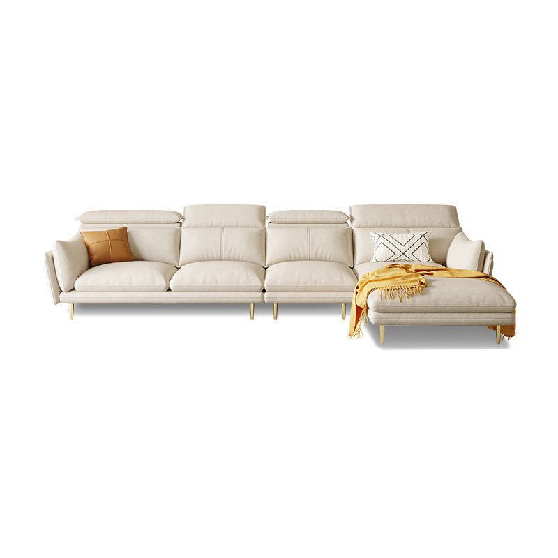 Crème faux lederen bank/sectionele met opbergzak verstelbare bank voor woonkamer