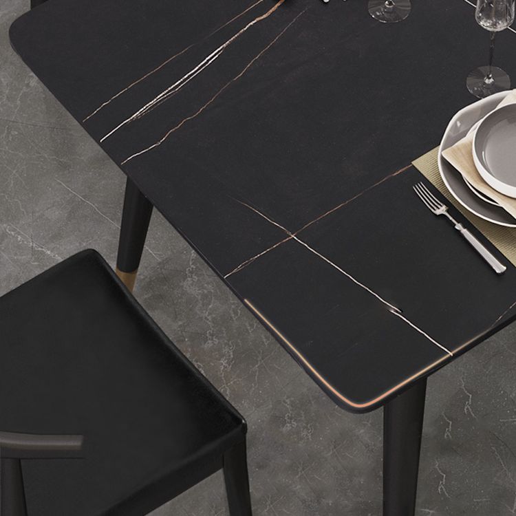 Modern Stone Top Dinette Set 1/2/4/5/7 Pieces Rectangle Dining Table Set in Black Clearhalo 'Dining Room Sets' 'Dining Tables & Seating' 'dining_room_set' 'furn' 'furn_dining_room_set' 'Furniture' 'Kitchen & Dining Furniture' 1200x1200_a2fea8bb-b054-49c0-a145-d10a06a9f241