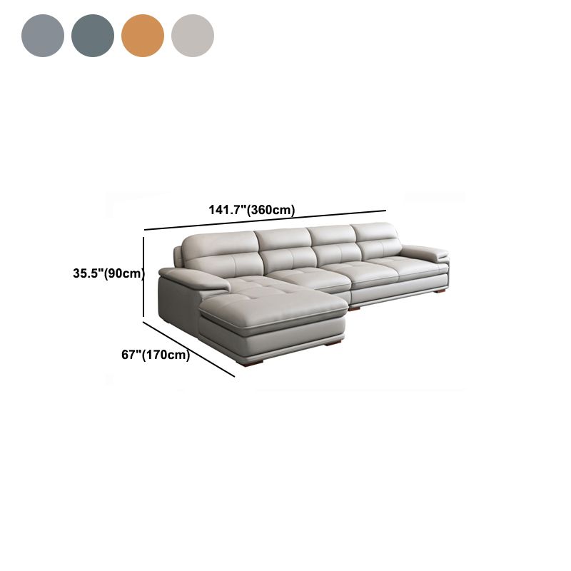 Nordic Stationary Genuine Leather Living Room Recessed Arm Sofa Chaise Clearhalo 'furn' 'furn_sectionals' 'Furniture' 'Living Room Furniture' 'Sectionals' 1200x1200_a2fec1b2-3c5b-43cd-8e23-60f366494870