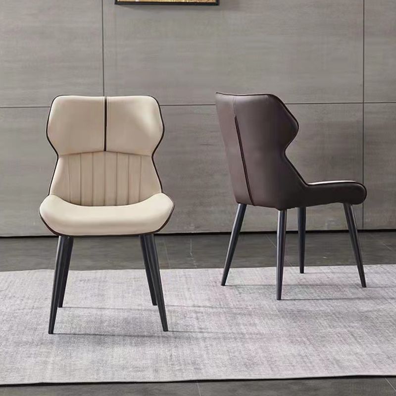 Contemporary Wingback Dining Chair PU Leather Armless Chair with Metal Legs Clearhalo 'Dining Chairs' 'Dining Tables & Seating' 'dining_chair' 'furn' 'furn_dining_chair' 'Furniture' 'Kitchen & Dining Furniture' 1200x1200_a301900c-bd44-4ac4-9ca5-ca814d9d43a2