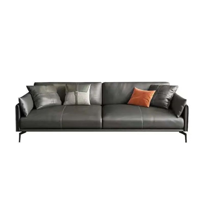 Faux /Genuine Leather Stain Resistant Contemporary Sofa Couch in Black