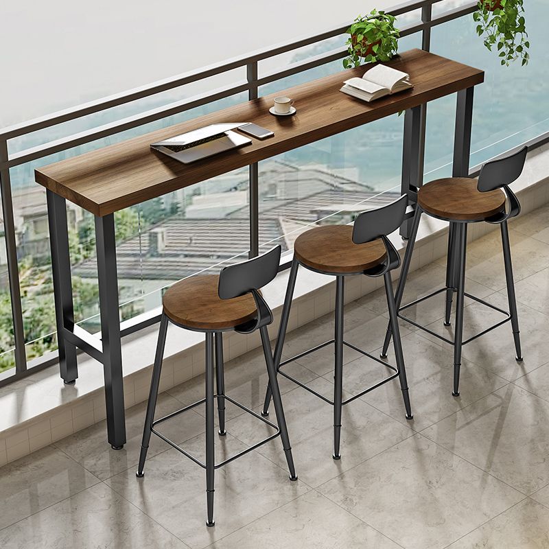 Modern Marble Bar Table with Rectangle Table Top Black Trestle Table - 42" H, Only Table Clearhalo 'Bar Furniture' 'Bar Tables' 'bar_tables' 'furn' 'furn_bar_tables' 'Furniture' 'furniture_bar_tables' 'Kitchen & Dining Furniture' 1200x1200_a304a37f-4460-4696-bfc9-74d41e691c09