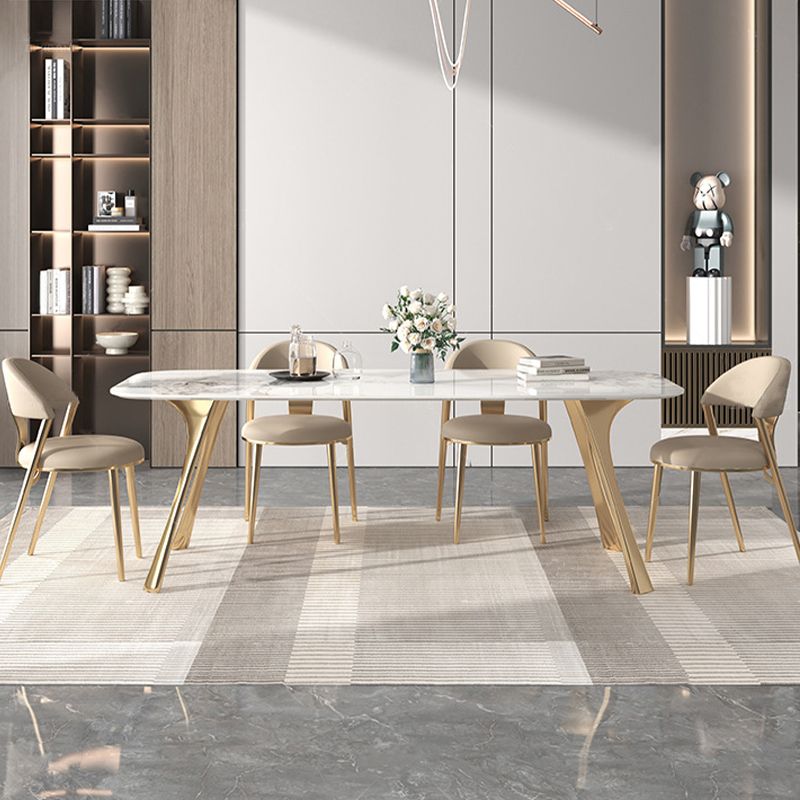 Contemporaneo 1/4/5/7 pezzi mobili tavolo da pranzo rettangolo di pietra impostata in bianco