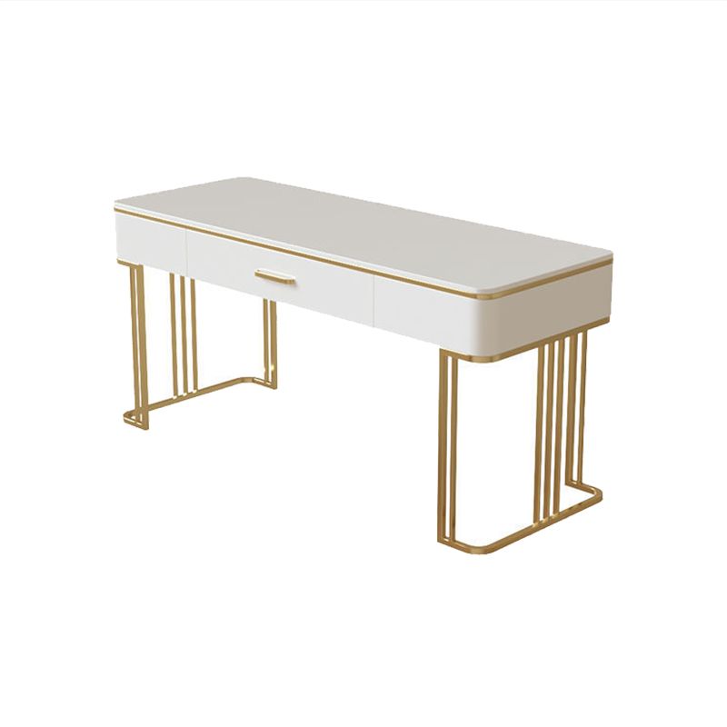 Stone Curved Office Desk Glam 1 Drawer Writing Desk with Sled Base Clearhalo 'furn' 'furn_office_desk' 'Furniture' 'Office Desks' 'Office Furniture' 'office_desk' 1200x1200_a309e153-6c88-40d8-9523-3f9a51e504d0