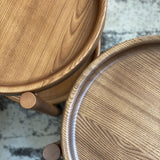 Modern Round Tray Top Side End Table 3 Legs Double Tier Side Table