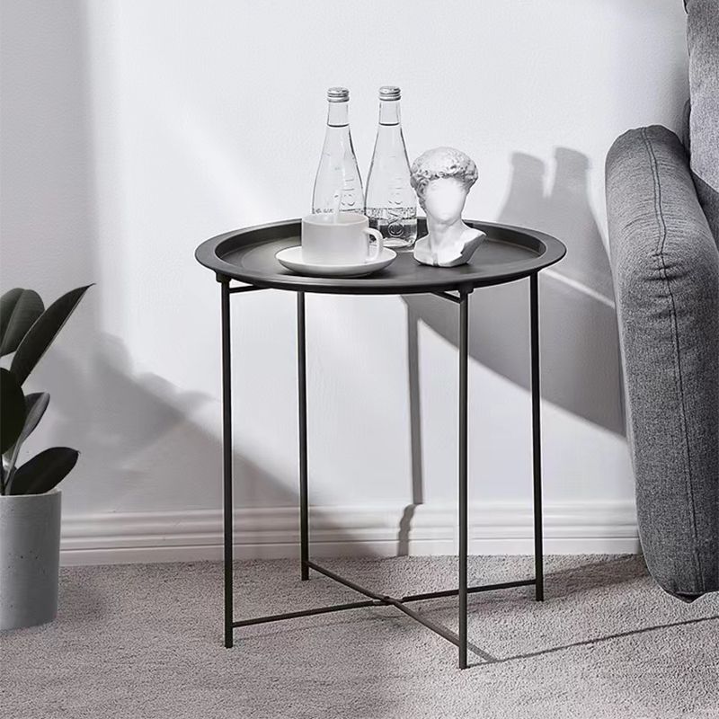 Mid-Century Cross Legs Side Table Metal Round Side End Table Clearhalo 'Coffee & Accent Tables' 'End & Side Tables' 'end_side_tables' 'furn' 'furn_end_side_tables' 'Furniture' 'Living Room Furniture' 1200x1200_a30e8116-1900-4ba4-819a-ca352ad8a4e6