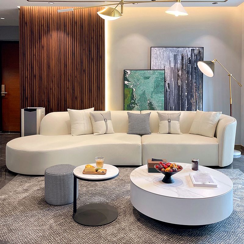 Faux Leather Pillow Top Arm Sofa/Sectional Pillowed Back Cushions, Stain-Resistant Clearhalo 'furn' 'furn_sectionals' 'Furniture' 'furniture_sectionals' 'kitchen' 'kitchen_sectionals' 'Living Room Furniture' 'Sectionals' 1200x1200_a3114449-0123-4038-8b22-d55f6de7ef71