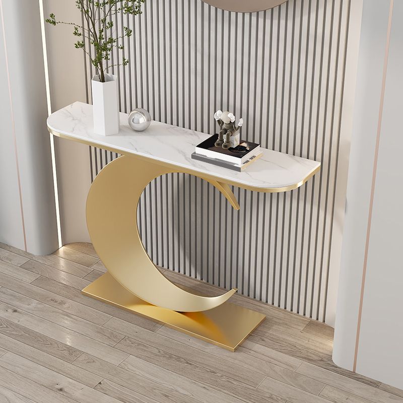31.5 "H Glam Mal Half Moon Consola Acento de acento Tabla de consola de acabado antiguo
