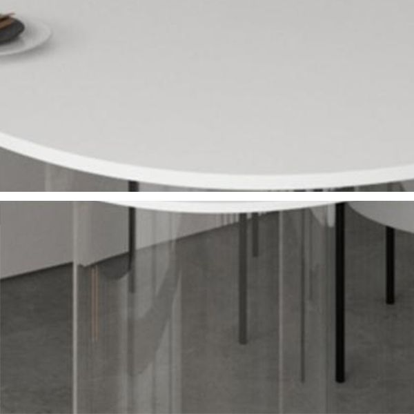 Oval Sintered Stone Dining Table Modern Furniture with Clear Acrylic Double Pedestal Clearhalo 'Dining Tables & Seating' 'Dining Tables' 'dining_table' 'furn' 'furn_dining_table' 'Furniture' 'Kitchen & Dining Furniture' 1200x1200_a312b3c0-8811-4096-87c6-6ca3d17ff2d3