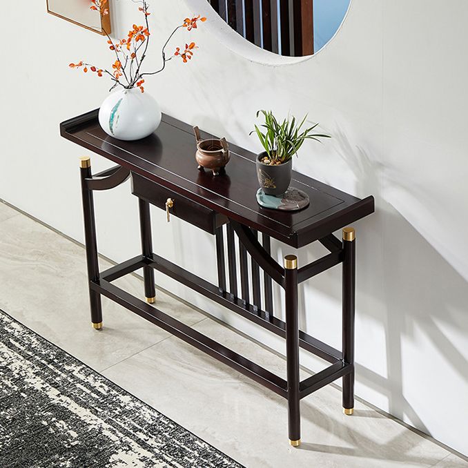 Vaste houten rechthoekige console tabel 31,5-inch hoge accenttafel met plank