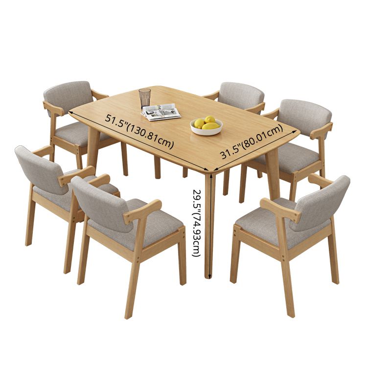 Contemporary Rectangle Shape Solid Wood Dining Set Khaki Standard Dining Set for Kitchen Clearhalo 'Dining Room Sets' 'Dining Tables & Seating' 'dining_room_set' 'furn' 'furn_dining_room_set' 'Furniture' 'furniture_dining_room_set' 'Kitchen & Dining Furniture' 'kitchen&dining_furn' 'kitchen' 1200x1200_a3143fd2-65a1-485b-844a-18bebad83b7b