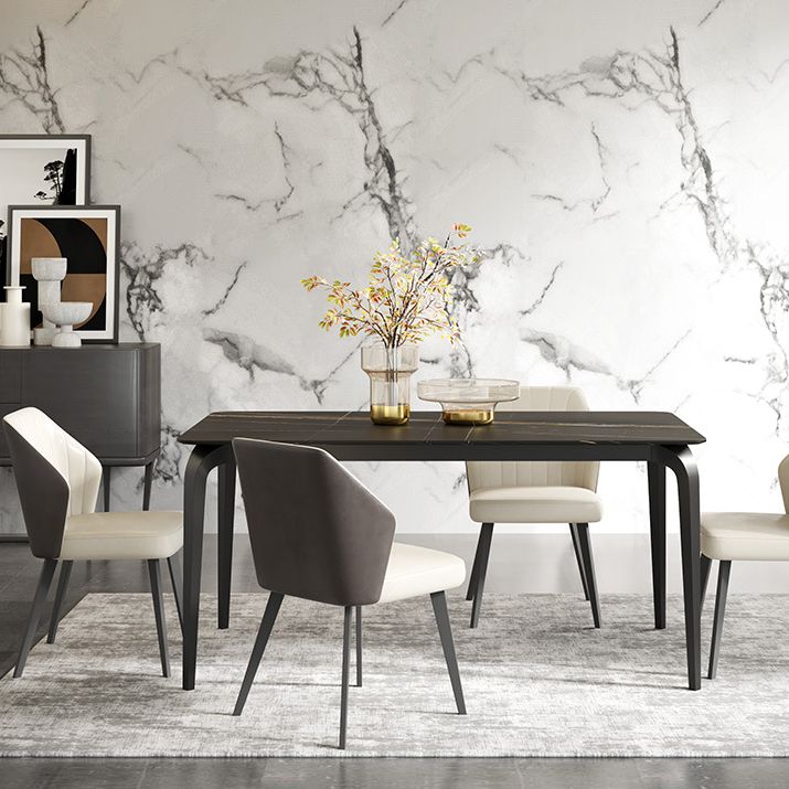 Contemporary Style Sintered Stone Dining Table 4 Legs Carbon Steel Base Rectangle Table for Home Clearhalo ' dining_table' 'Dining Tables & Seating' 'Dining Tables' 'furn' 'furn_dining_table' 'Furniture' 'furniture_dining_table' 'Kitchen & Dining Furniture' 'kitchen&dining_furn' 'kitchen' 'kitchen_dining_table' 1200x1200_a315eb62-47b3-4bda-be6d-5aeaf52a6104