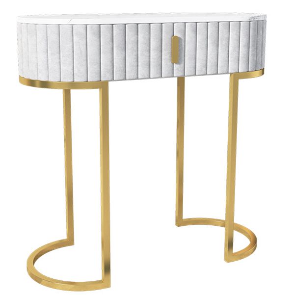 Glam Oval Console Akzenttisch Antikes Finish -Sofa -Konsolentisch in Marmor