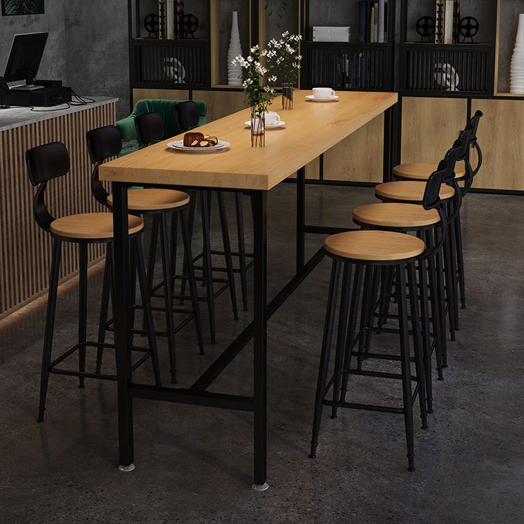 Solid Wood Bar Dining Table Industrial Bar Dining Table with Black Trestle Base Clearhalo 'Bar Furniture' 'Bar Tables' 'bar_tables' 'furn' 'furn_bar_tables' 'Furniture' 'furniture_bar_tables' 'Kitchen & Dining Furniture' 1200x1200_a316bc19-3b69-4318-bce6-6dcb52744649