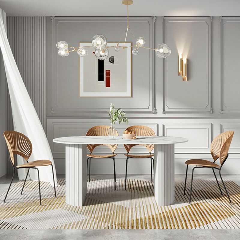 Sintered Stone Top White Table for Restaurant Modern Kitchen Table with Double Pedestal Clearhalo 'Dining Tables & Seating' 'Dining Tables' 'dining_table' 'furn' 'furn_dining_table' 'Furniture' 'furniture_dining_table' 'Kitchen & Dining Furniture' 'kitchen' 'kitchen_dining_table' 1200x1200_a3170cc2-1869-4a64-9a16-1141a4f2eea2