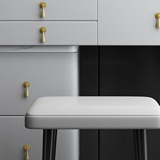 Tabla de tocador de piedra moderno tocador de tocador Juego de taburetes grises