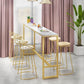 Modern Marble Bar Table Set 1/2/7 Pieces Rectangle White Trestle Table and Stool Set