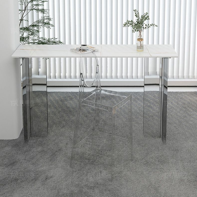 モダンな1/2/3ピースバーテーブルセット長方形の石のカウンターテーブルとアクリルスツール