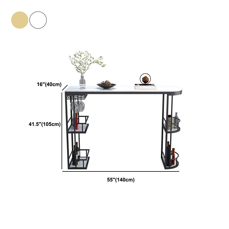 Glam Style 1/2/3 Pieces Bar Table Set Rectangle Stone Bar Table with Metal High Stools Clearhalo 'Bar Furniture' 'furn' 'furn_home_bar_bar_sets' 'Furniture' 'Home Bars & Bar Sets' 'home_bar_bar_sets' 'Kitchen & Dining Furniture' 1200x1200_a3214d1f-252c-49f8-9617-0e750bc94571