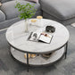 17.7" H Glam Round Slate Coffee Table Metal 4 Legs Cocktail Table with Shelf Clearhalo 'Coffee & Accent Tables' 'Coffee Tables' 'coffee_tables' 'furn' 'furn_coffee_tables' 'Furniture' 'Living Room Furniture' 1200x1200_a32229cb-cbca-4e45-bc10-caa889a27682