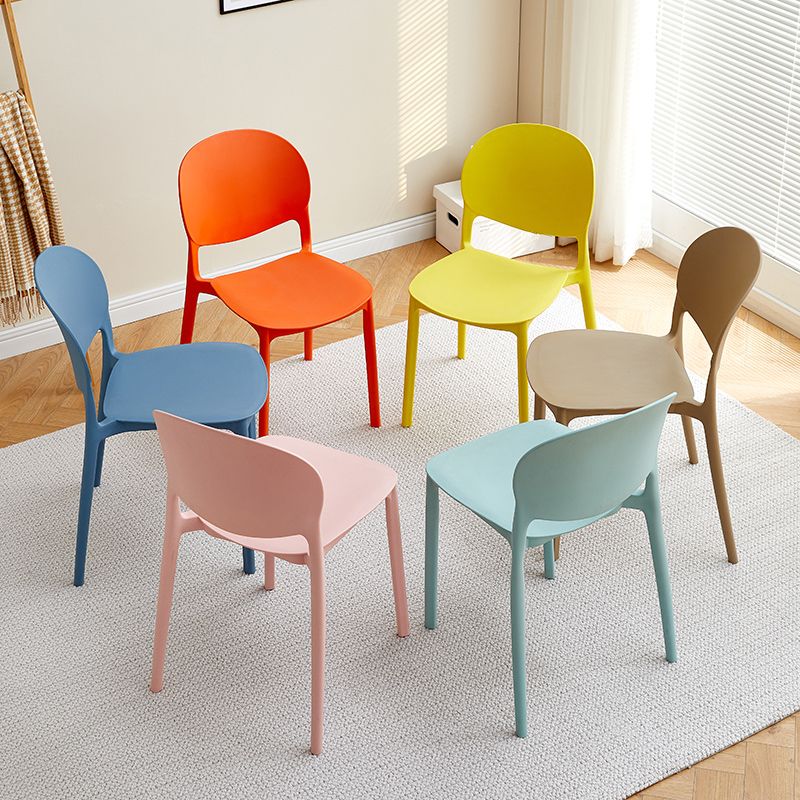 Moderna sala da pranzo in plastica senza braccio sedia da pranzo aperta