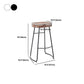 Industrial Armless Backless Counter Stool Iron Cafe Bar Stool with Wooden Seat and Pedal