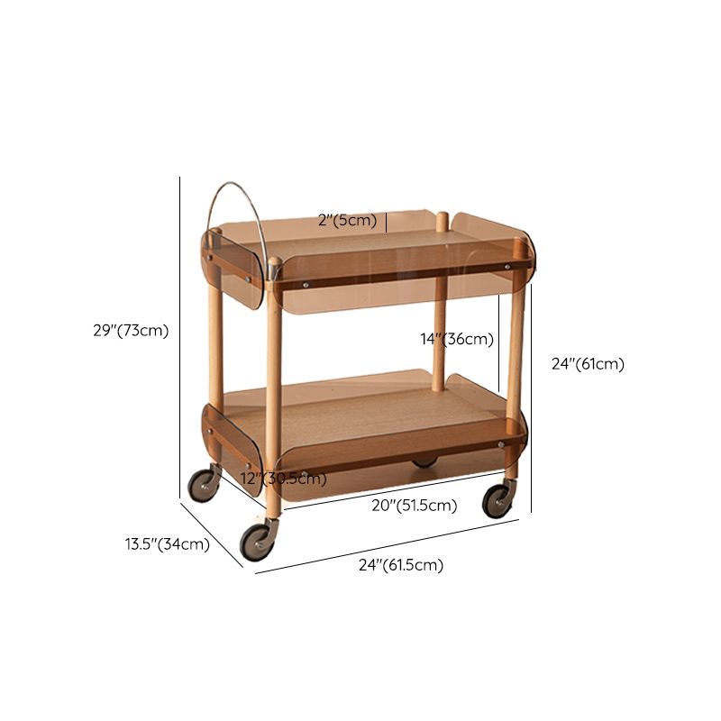 Rectangular Solid Wood End Table with Casters 28.7" Tall 2-Tier Side Table in Brown Clearhalo 'Coffee & Accent Tables' 'End & Side Tables' 'end_side_tables' 'furn' 'furn_end_side_tables' 'Furniture' 'Living Room Furniture' 1200x1200_a3238fec-85d8-406d-8a2c-7b2e2fc77691