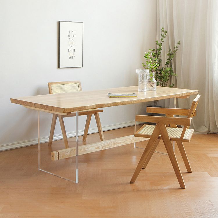 Rectangle Transparent Base Dining Table Modern Pine Wood Table for Living Room Clearhalo 'Dining Tables & Seating' 'Dining Tables' 'dining_table' 'furn' 'furn_dining_table' 'Furniture' 'Kitchen & Dining Furniture' 1200x1200_a325cc5c-de1a-4ca2-b840-a8f11d3cddaa