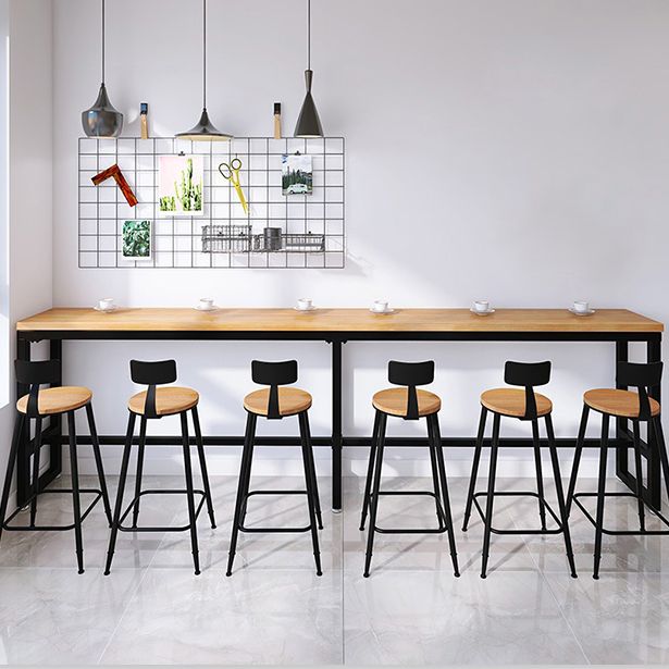 Modern Brown Wood Bar Table with Rectangle Table Top Black Trestle Table - 42" H Clearhalo 'Bar Furniture' 'Bar Tables' 'bar_tables' 'furn' 'furn_bar_tables' 'Furniture' 'furniture_bar_tables' 'Kitchen & Dining Furniture' 1200x1200_a3264a81-ddd3-4c3b-8fb9-d6e66a9658ee