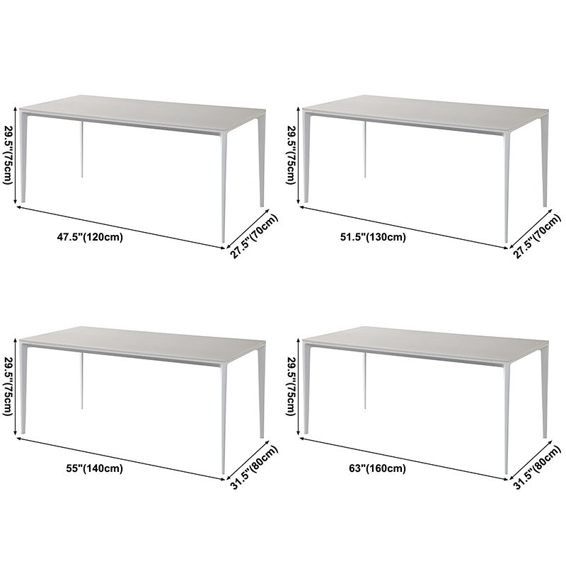 Contemporary Sintered Stone Top White Dining Table Rectangle Shape Dining Table with 4 Legs Base Clearhalo ' dining_table' 'Dining Tables & Seating' 'Dining Tables' 'Furniture' 'furniture_dining_table' 'Kitchen & Dining Furniture' 'kitchen&dining_furn' 'kitchen' 'kitchen_dining_table' 1200x1200_a3267474-c427-4134-8ff0-fcb0cea1ef77