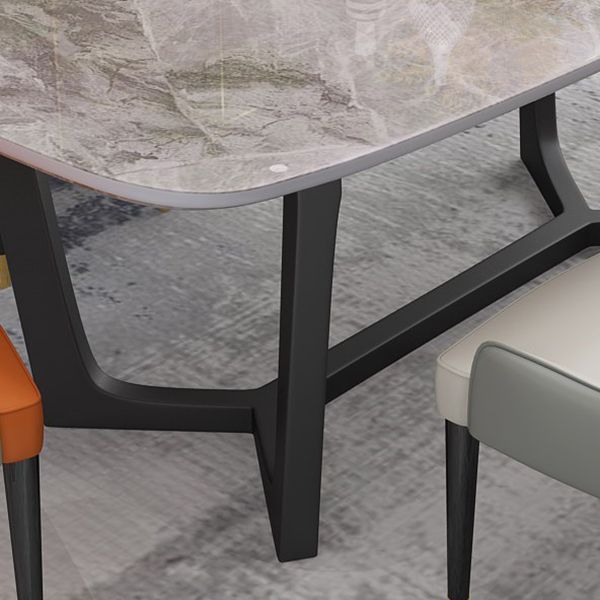 Escritorio de comedor con base de caballete rectangular de mesa fija de piedra sinterizada de lujo