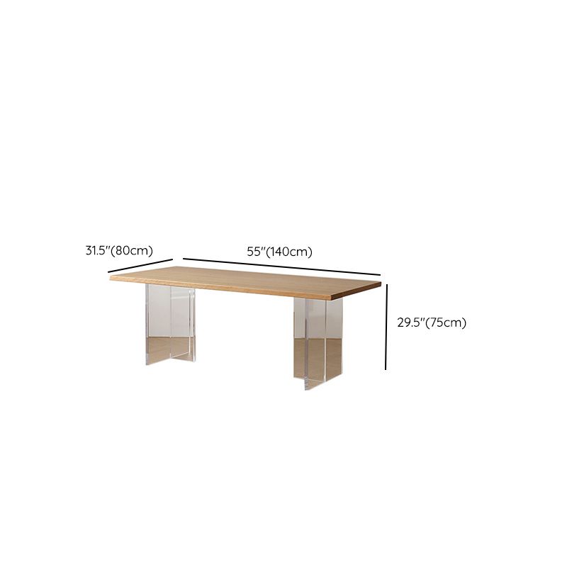 Table rectangulaire Glam en bois avec pieds en acrylique pour la maison