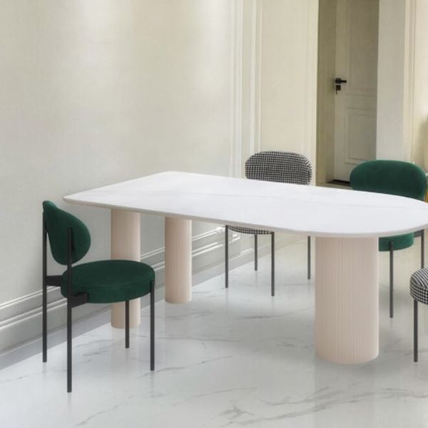 Free Form White Top Dining Table Minimalist Sintered Stone Table with 3 Legs Clearhalo ' dining_table' 'Dining Tables & Seating' 'Dining Tables' 'furn' 'furn_dining_table' 'Furniture' 'furniture_dining_table' 'Kitchen & Dining Furniture' 'kitchen&dining_furn' 'kitchen' 'kitchen_dining_table' 1200x1200_a3288ddc-0854-4ea2-97da-b5daee357176