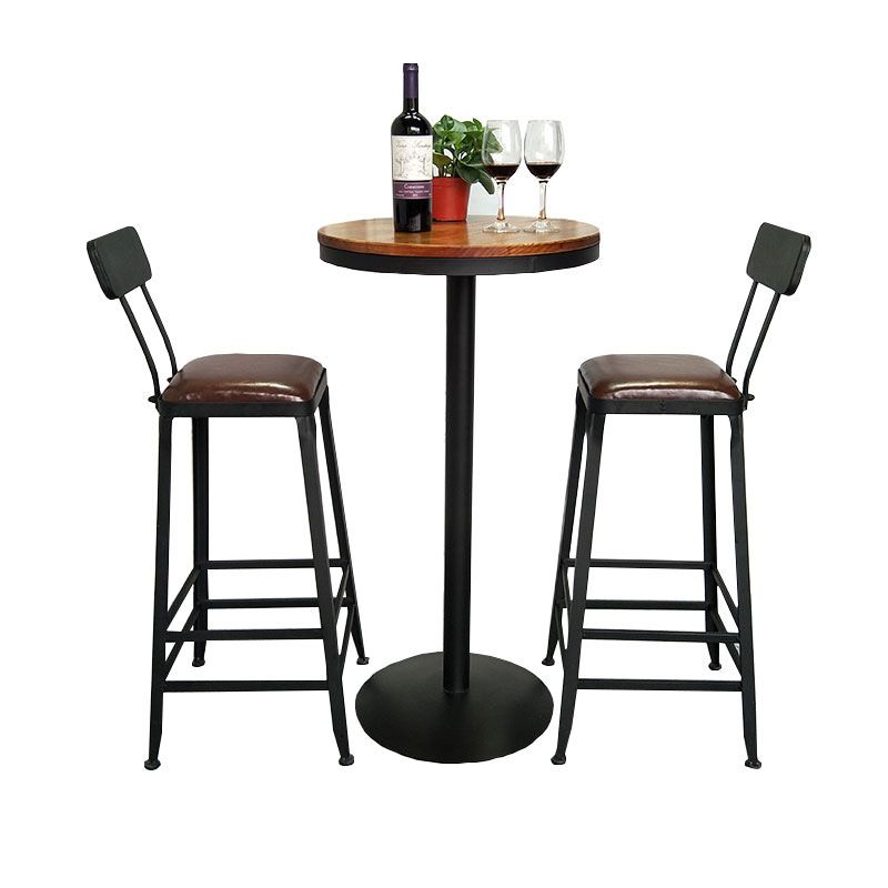 Tavolo da bar in legno massiccio industriale set 1/2/3 pezzi Tavolino con sgabelli alti